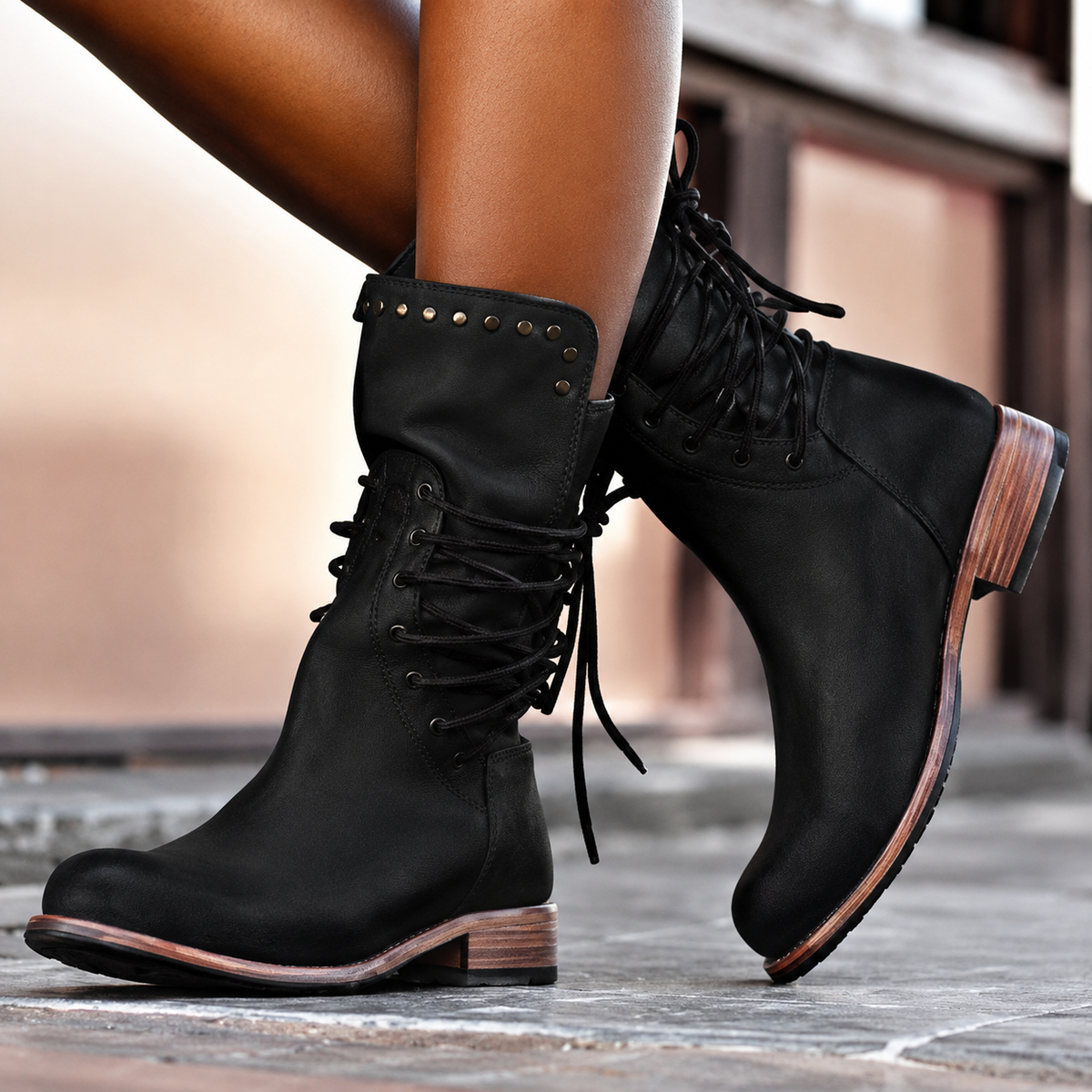 Black lace up fleece lined boots - Lana Fiorelli