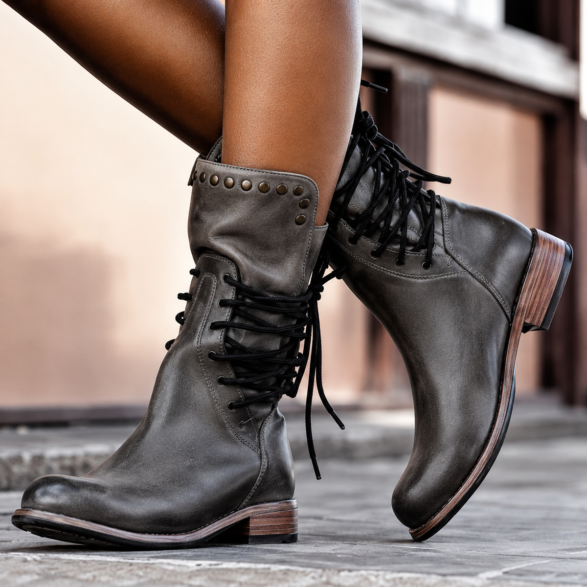 Grey lace up fleece lined boots - Lana Fiorelli