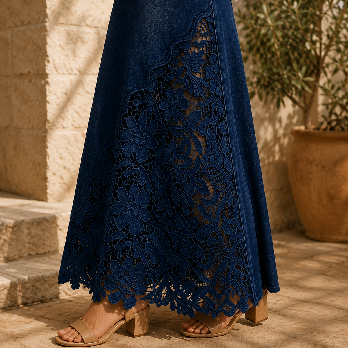 White lace panel maxi skirt - Lana Fiorelli
