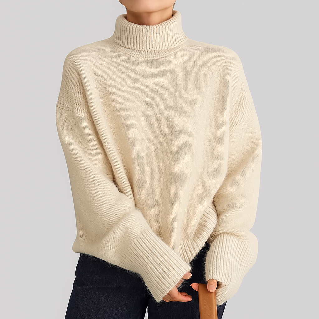 Beige relaxed turtleneck sweater - Lana Fiorelli