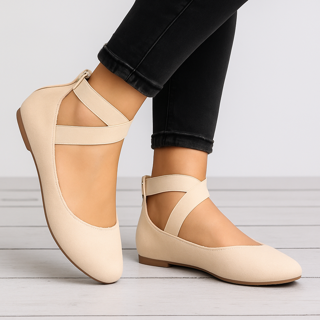 Beige elastic strap ballet flats - Lana Fiorelli