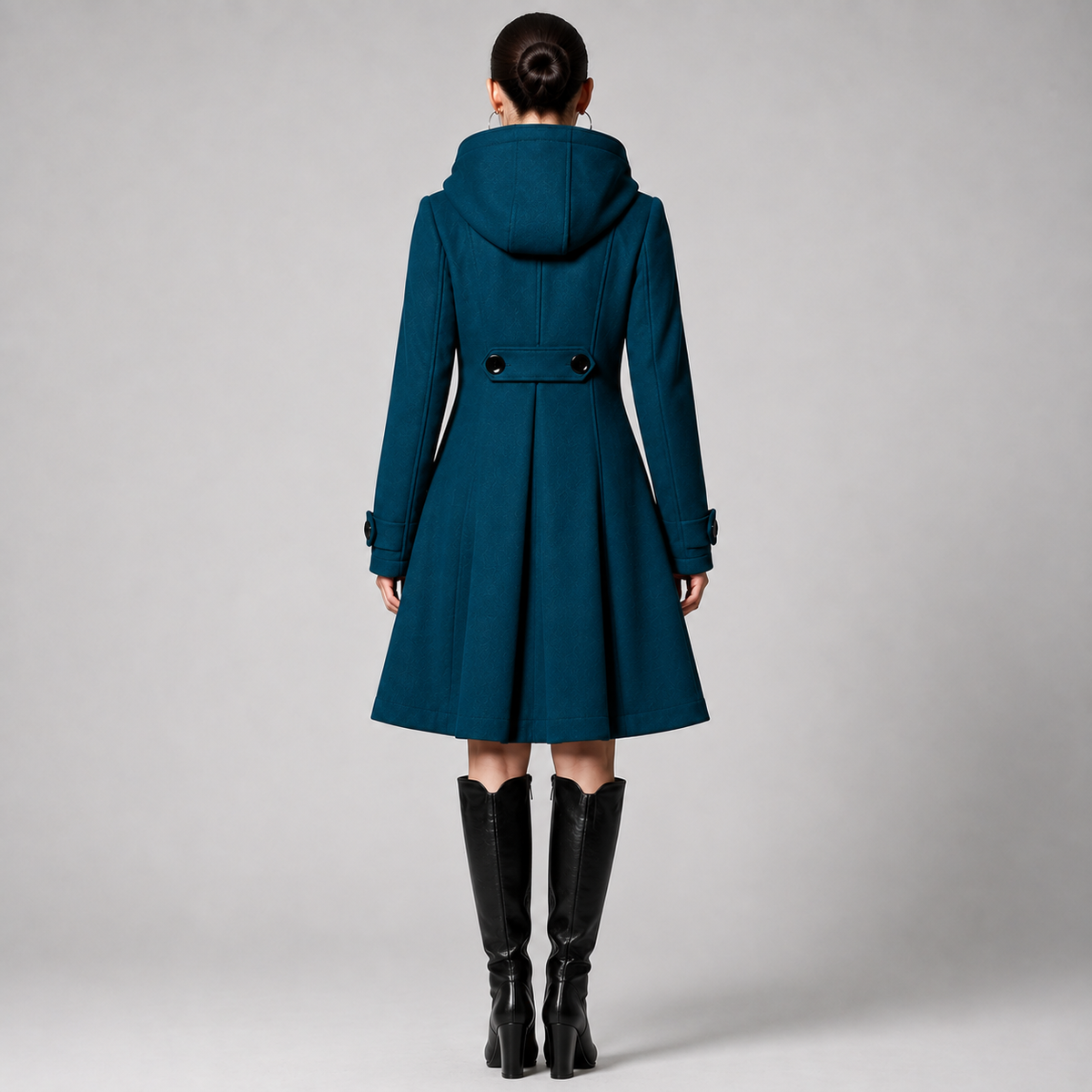 Black structured hooded coat - Lana Fiorelli
