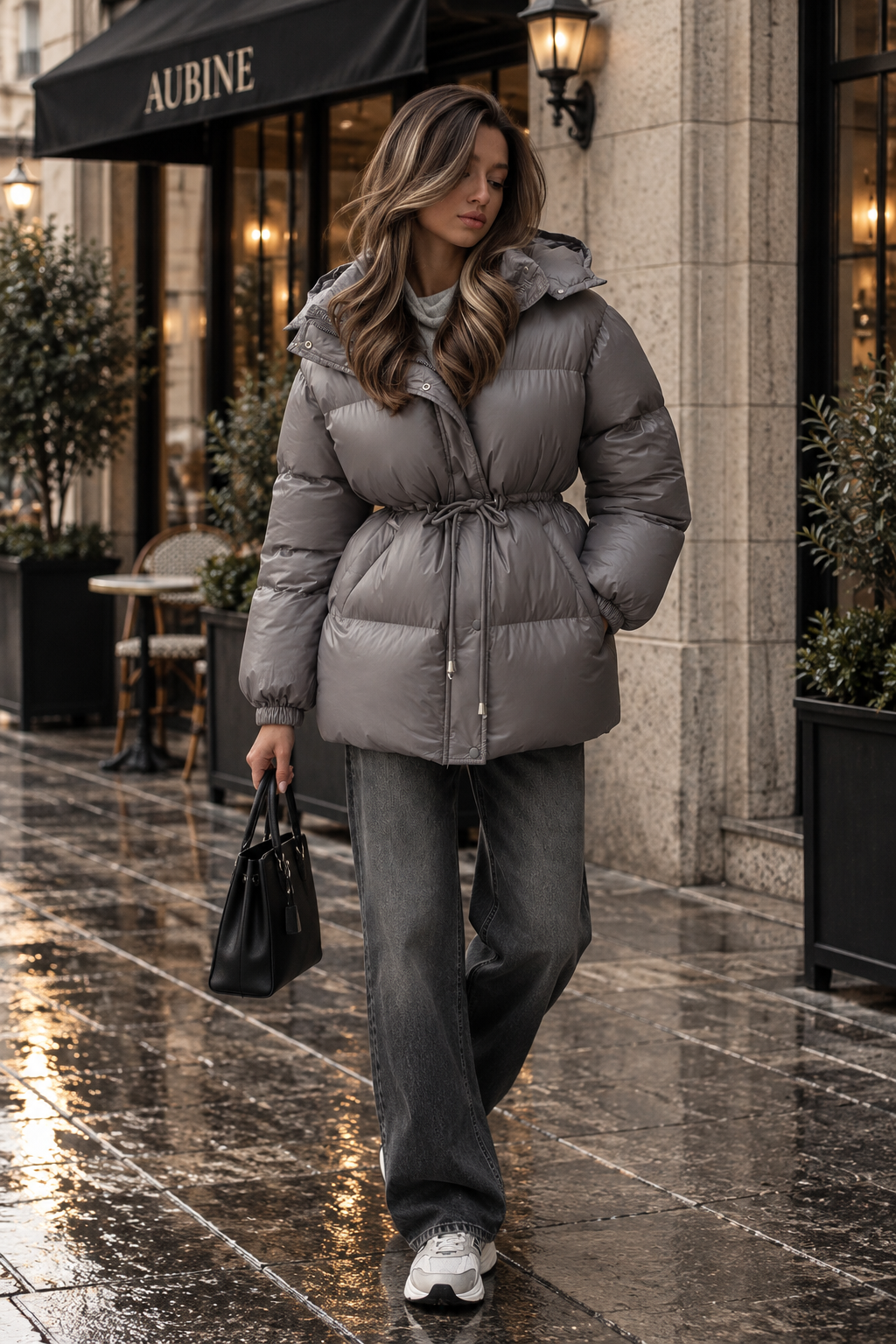 Dark Grey puffer jacket - Lana Fiorelli