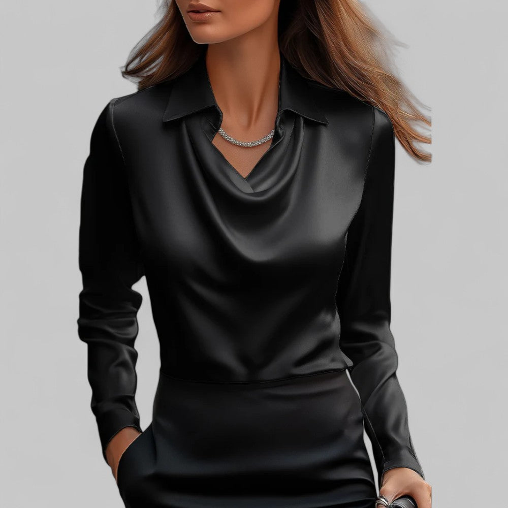Black draped satin blouse - Lana Fiorelli