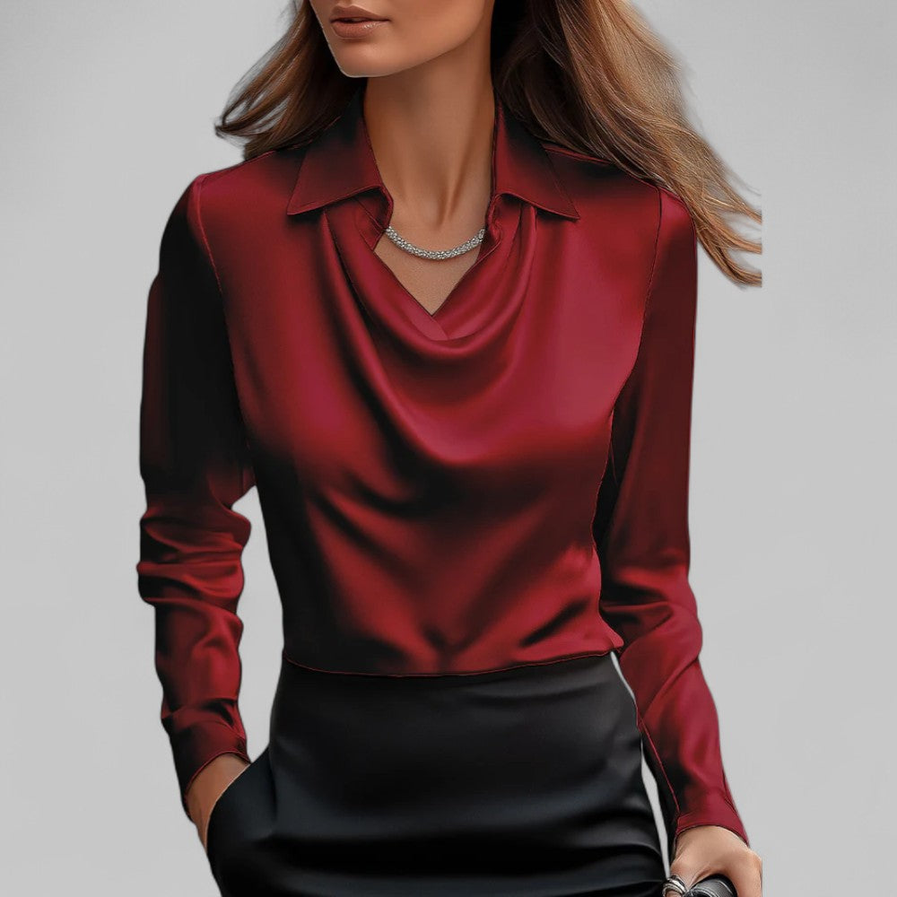 Burgundy draped satin blouse - Lana Fiorelli