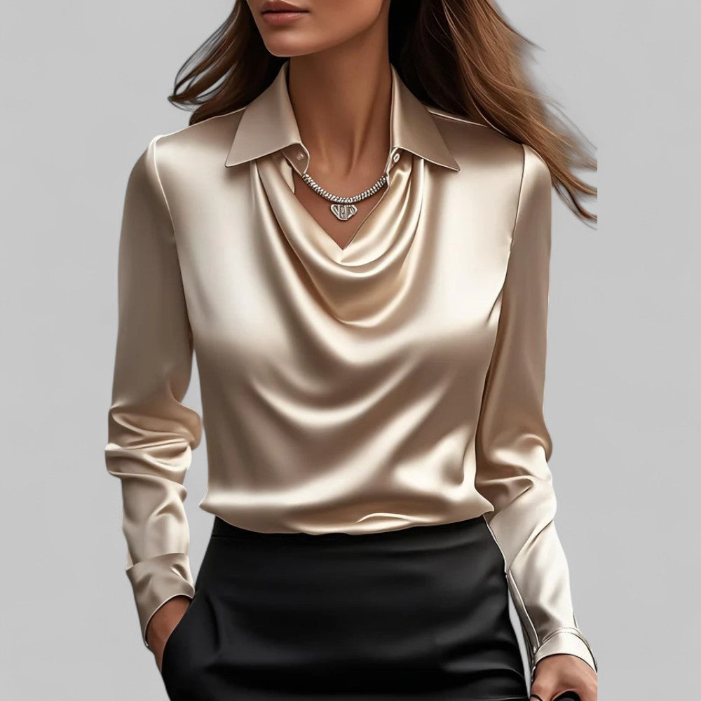 Beige draped satin blouse - Lana Fiorelli