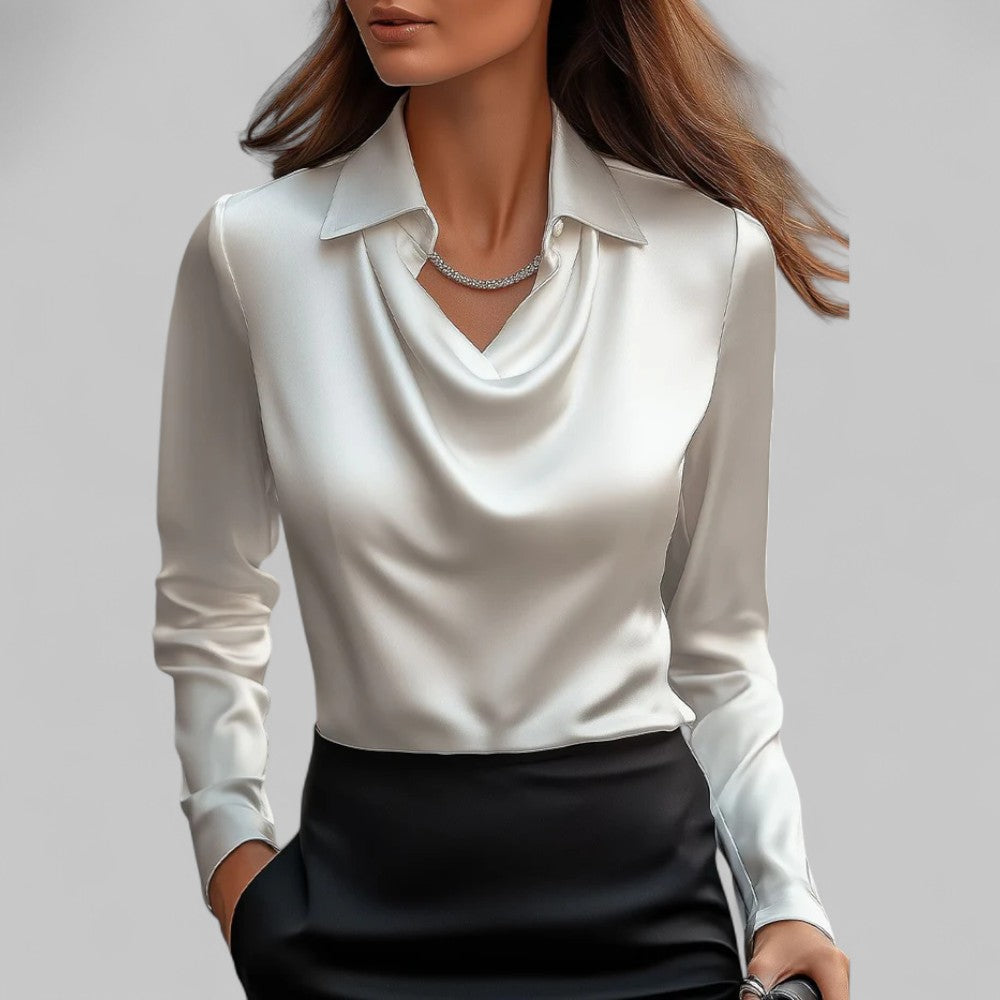 White draped satin blouse - Lana Fiorelli