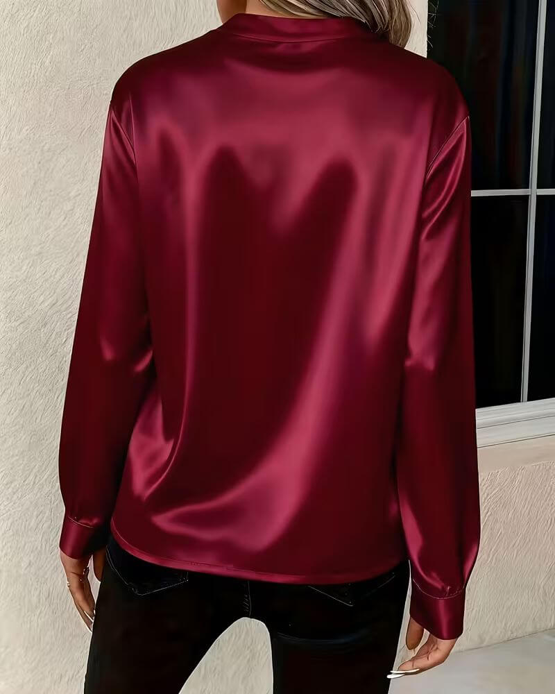 Red v neck satin blouse - Lana Fiorelli