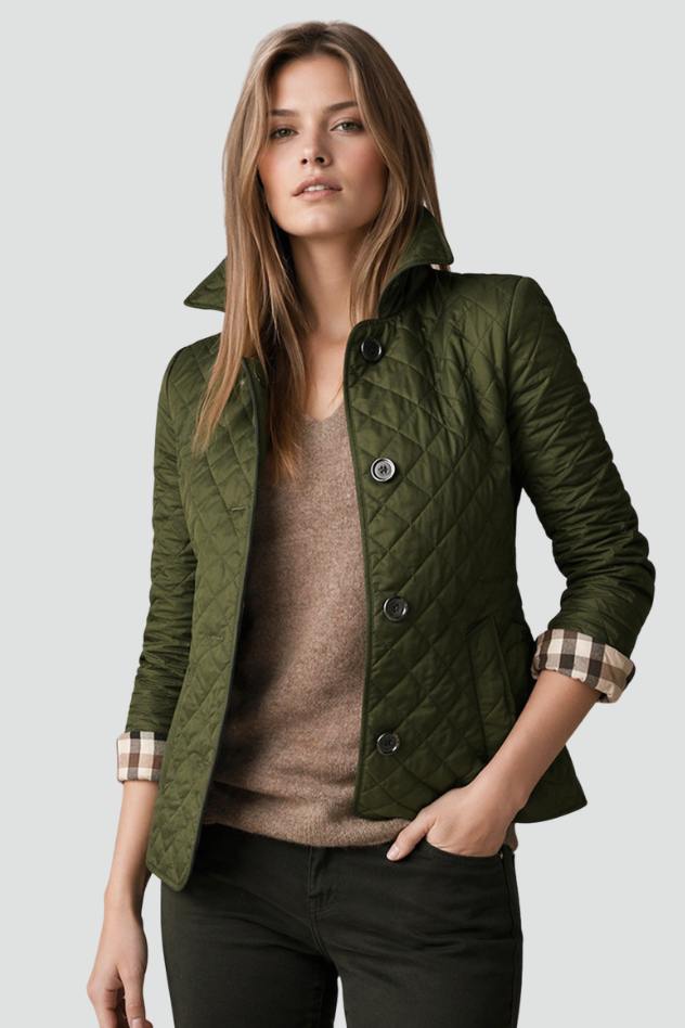 Khaki diamond quilted jacket - Lana Fiorelli