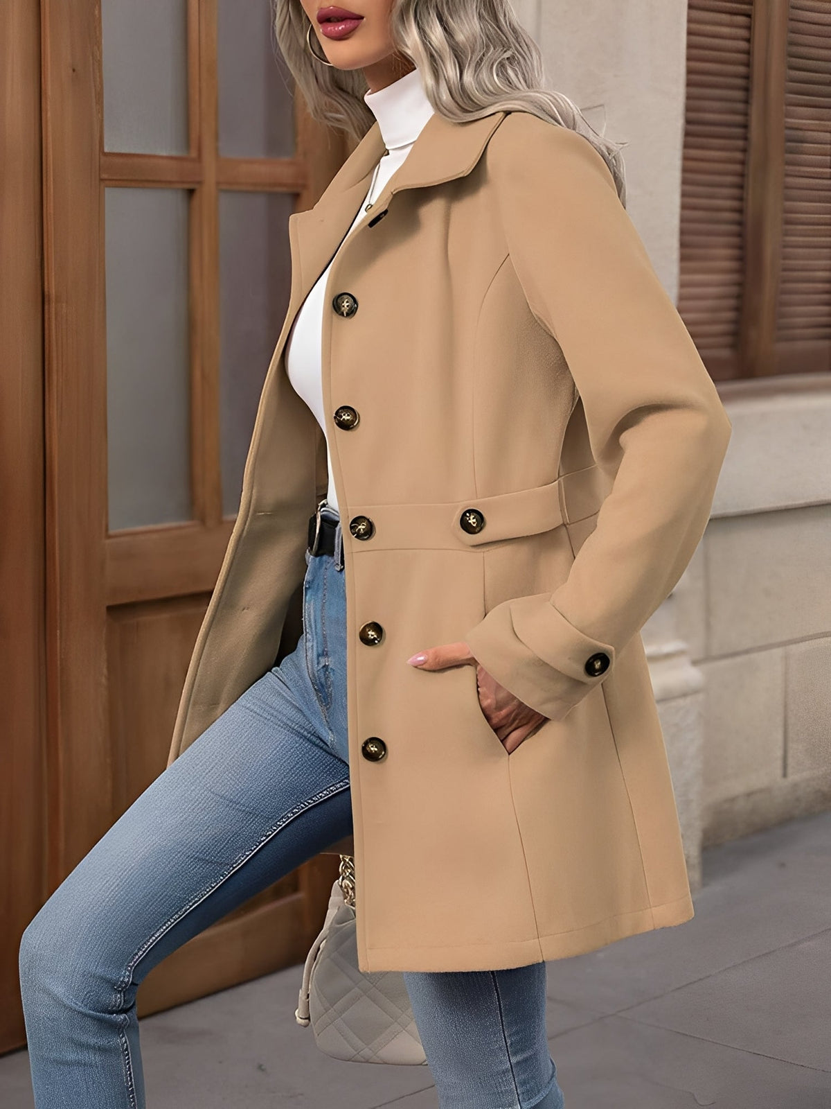 Khaki double breasted trench coat - Lana Fiorelli