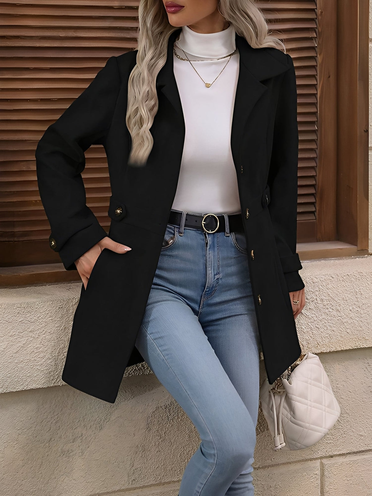 Beige double breasted trench coat - Lana Fiorelli