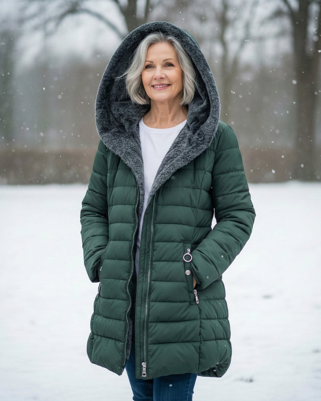 Dark Green puffer jacket - Lana Fiorelli