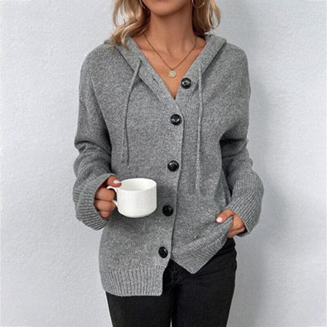 Grey hooded button cardigan - Lana Fiorelli