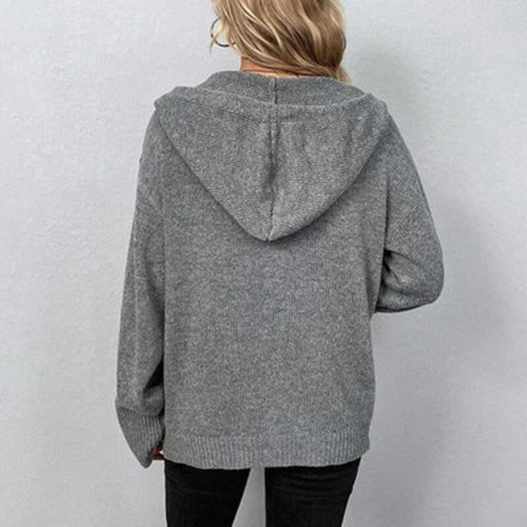 Grey hooded button cardigan - Lana Fiorelli