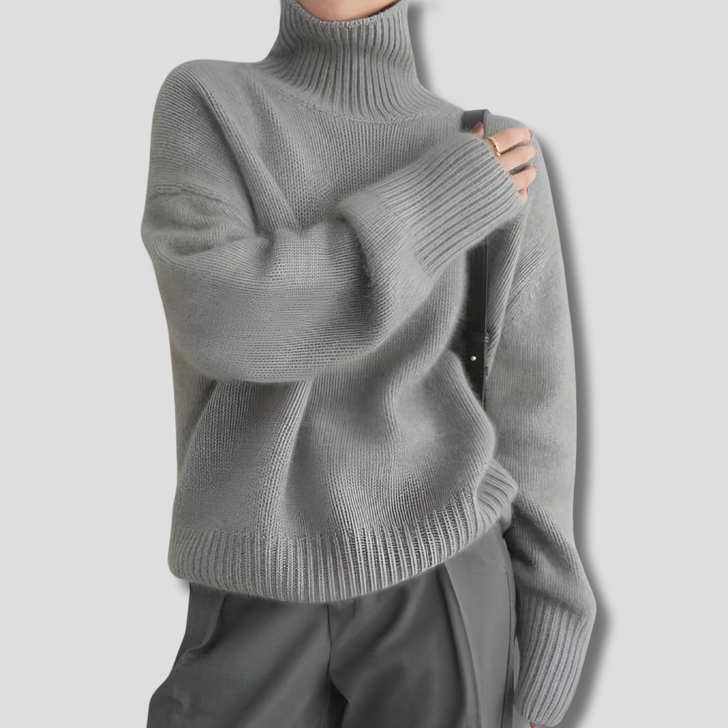 Grey relaxed turtleneck sweater - Lana Fiorelli