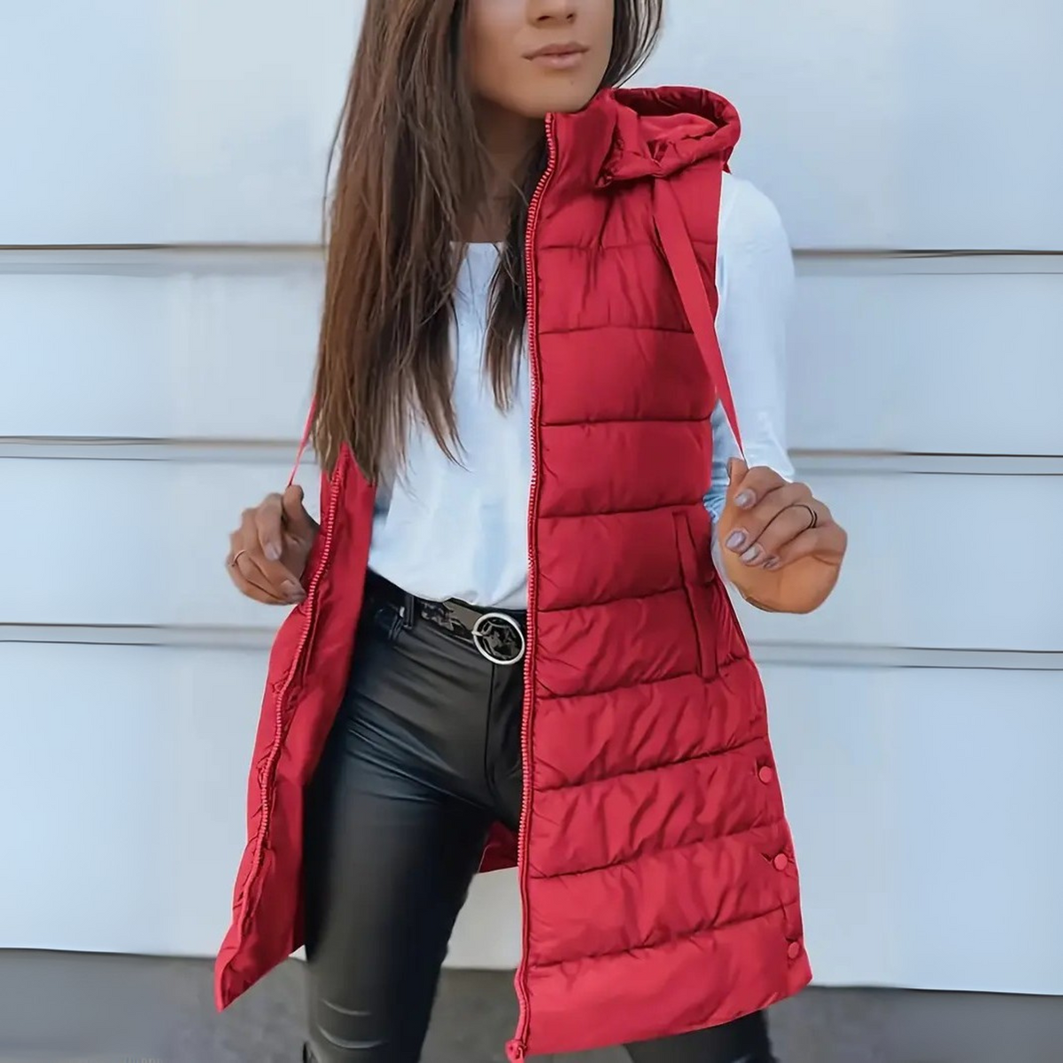 Red long puffer gilet - Lana Fiorelli