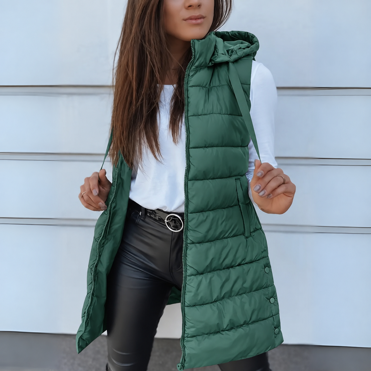 Green long puffer gilet - Lana Fiorelli