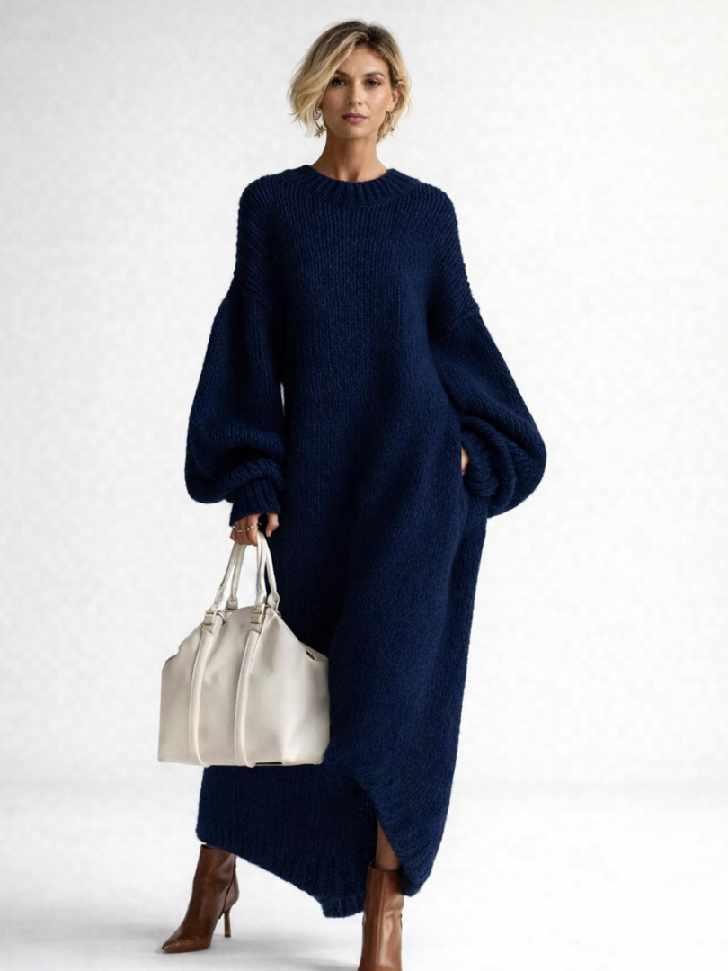 Navy maxi knit dress - Lana Fiorelli