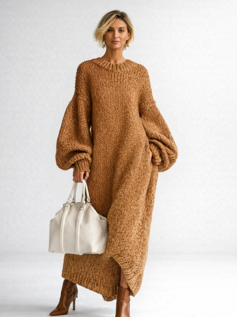 Brown maxi knit dress - Lana Fiorelli