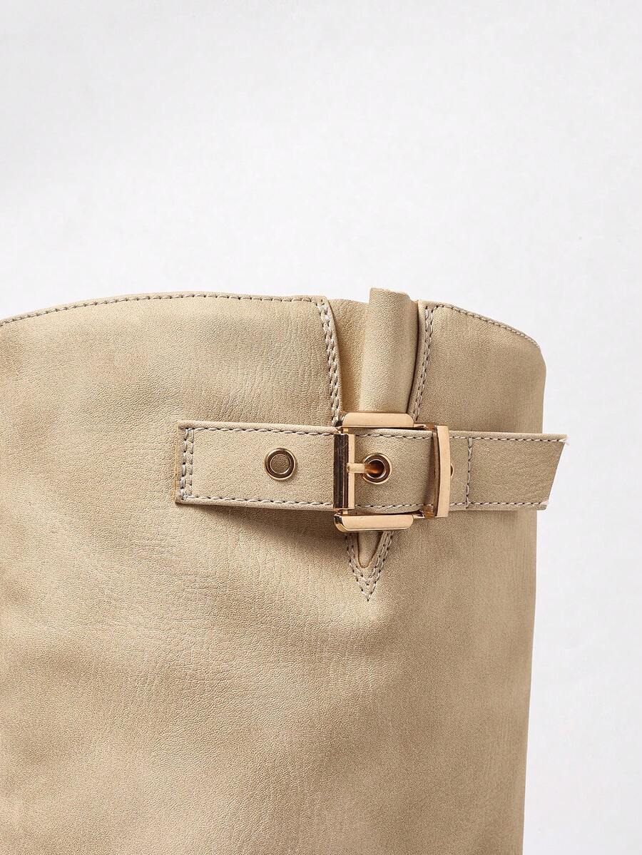 Beige buckle knee high boots - Lana Fiorelli