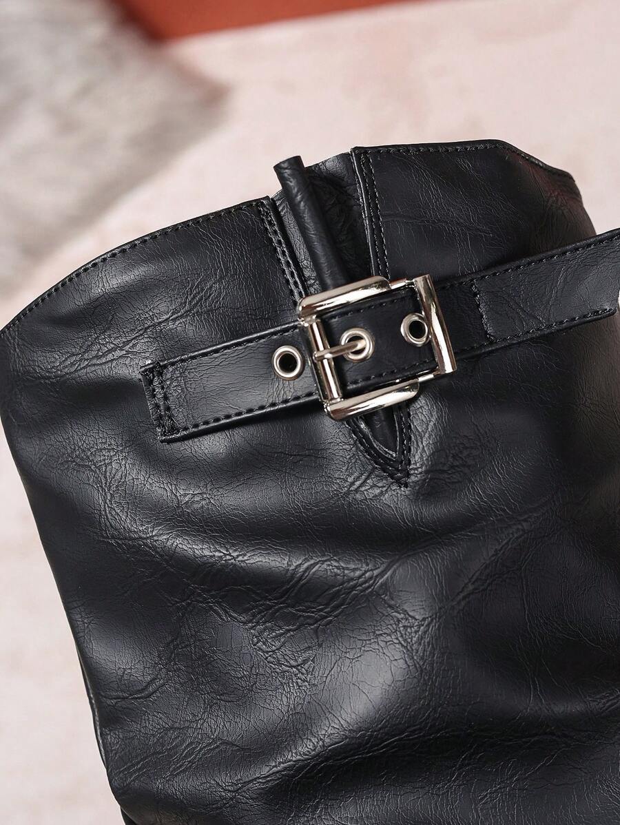 Black buckle knee high boots - Lana Fiorelli