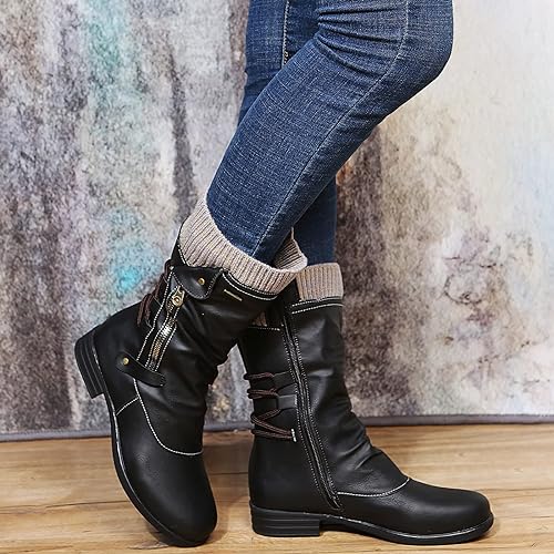 Black lace up mid calf boots - Lana Fiorelli