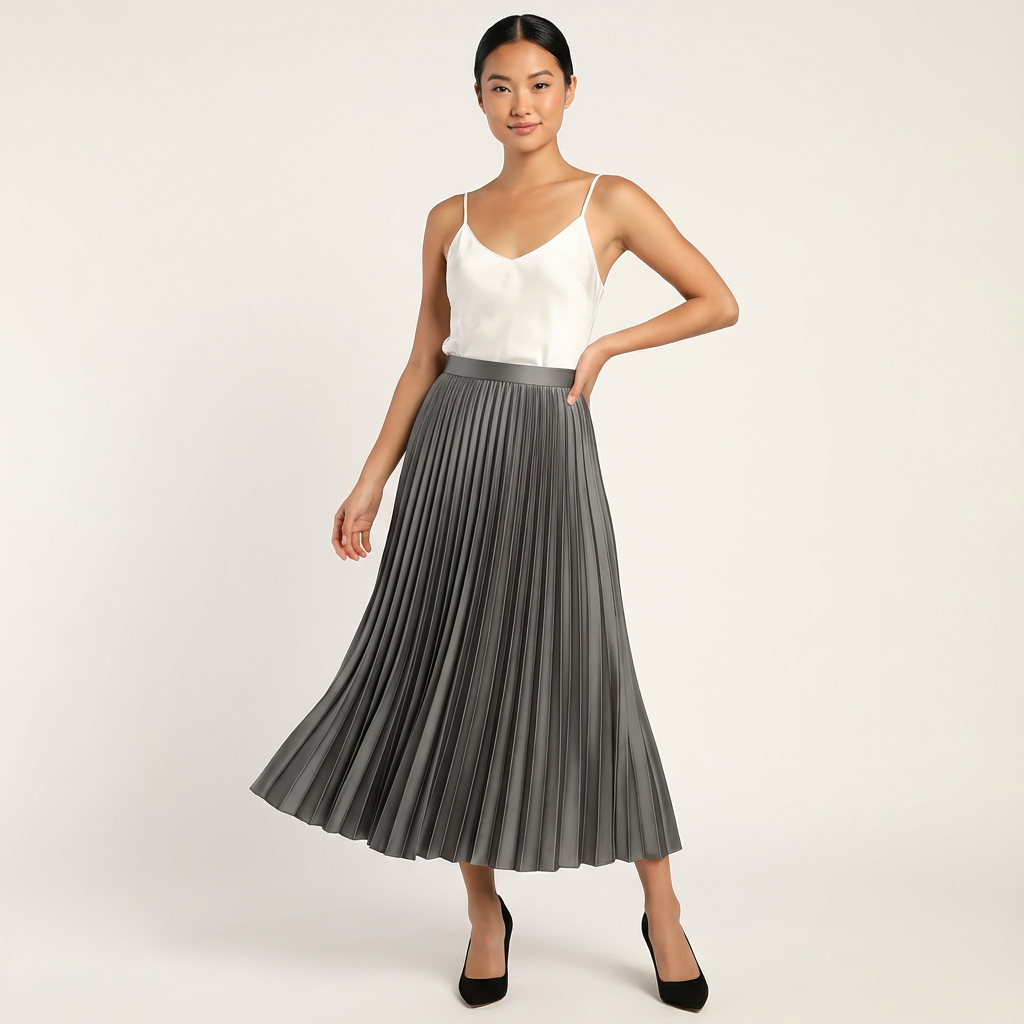 Grey pleated midi skirt - Lana Fiorelli