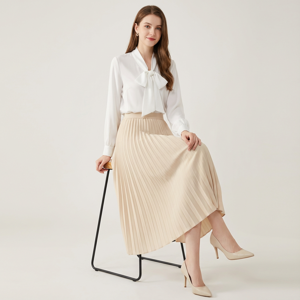 Sand pleated midi skirt - Lana Fiorelli