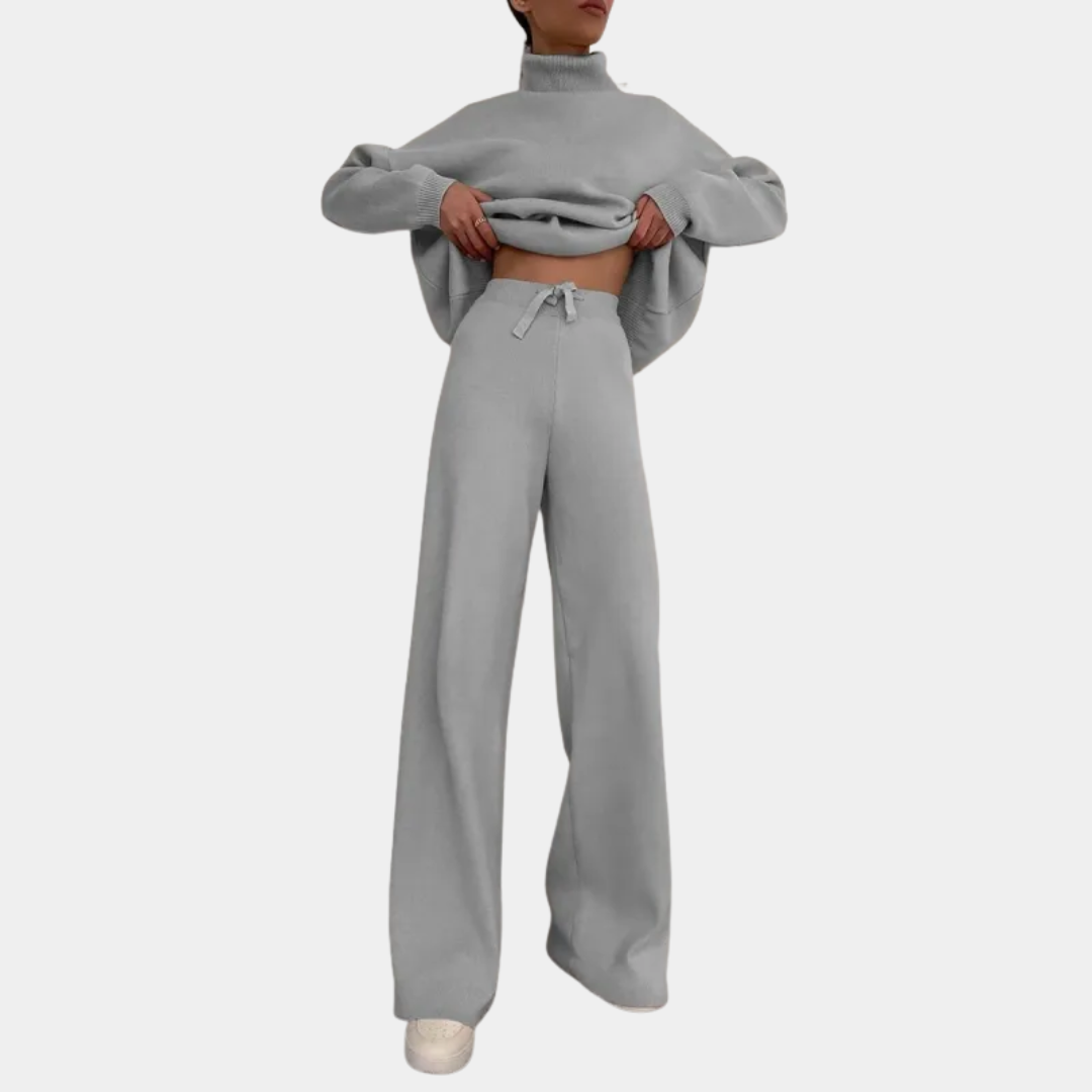 Grey turtleneck knit set - Lana Fiorelli