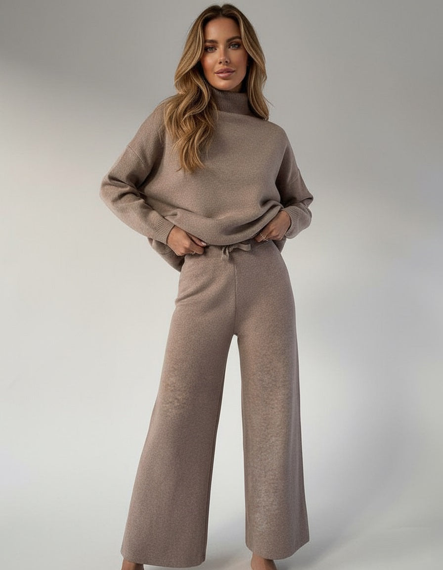 Beige turtleneck knit set - Lana Fiorelli