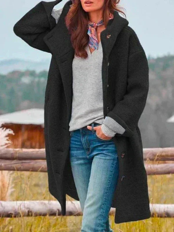 Black long winter coat - Lana Fiorelli
