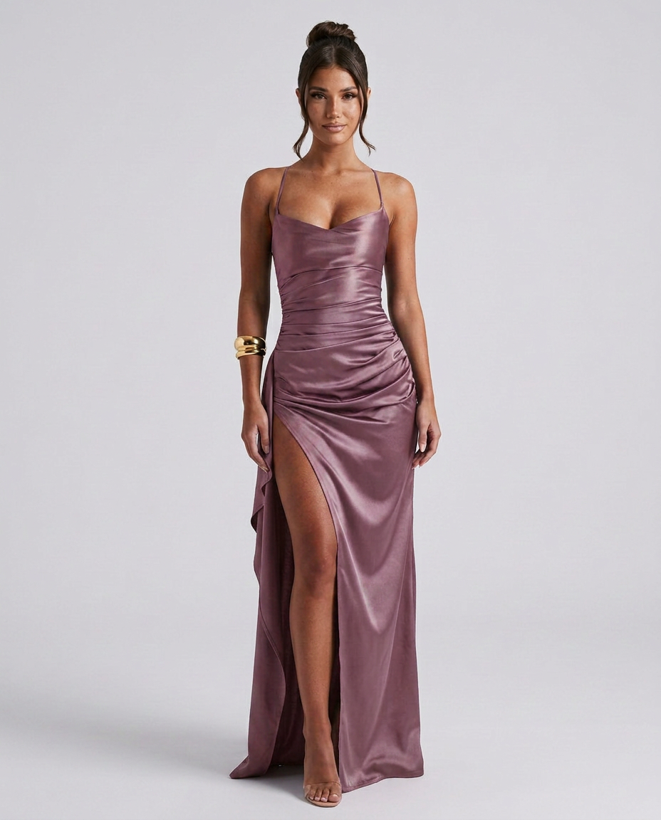 Purple Draped Maxi Dress - Lana Fiorelli