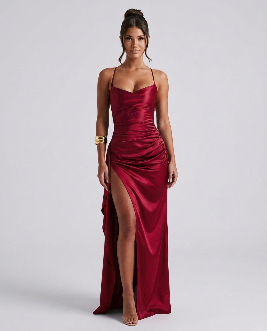 Red Draped Maxi Dress - Lana Fiorelli