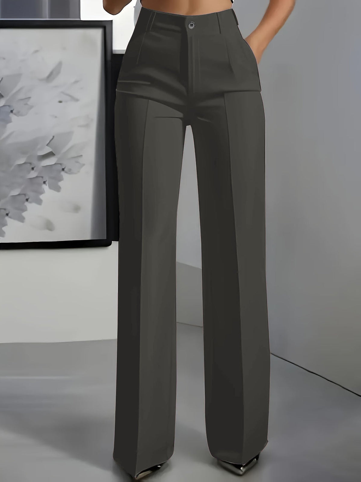 Dark Grey high waist trousers - Lana Fiorelli