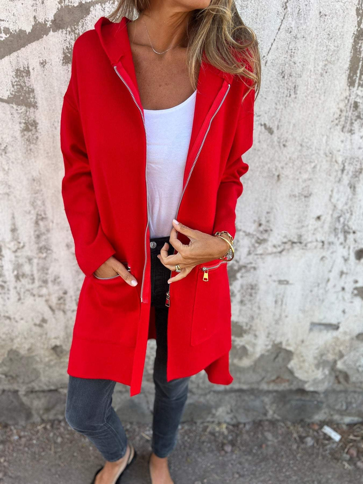 Red zip cardigan - Lana Fiorelli