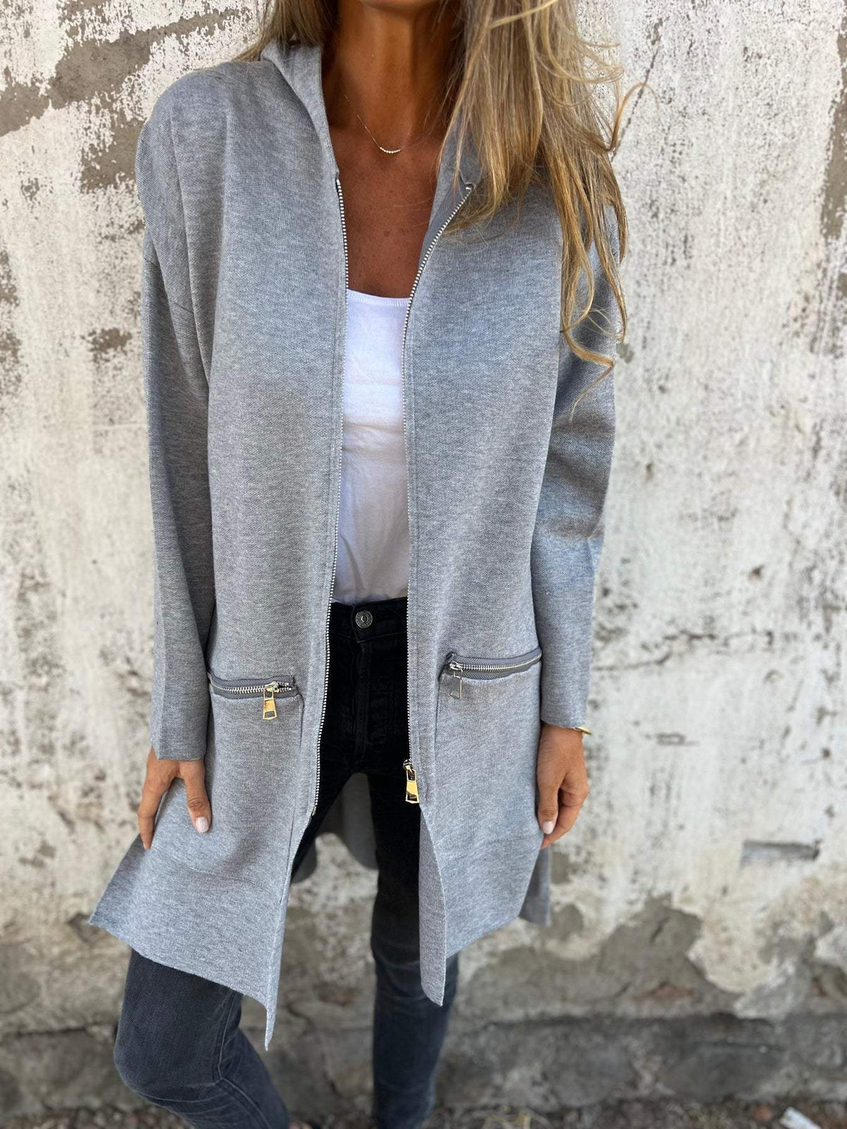 Grey zip cardigan - Lana Fiorelli