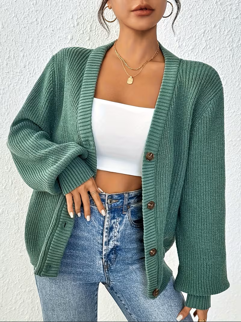 Green ribbed cardigan - Lana Fiorelli