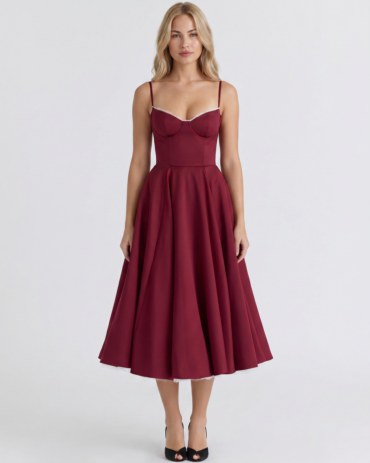 Burgundy Midi Dress - Lana Fiorelli