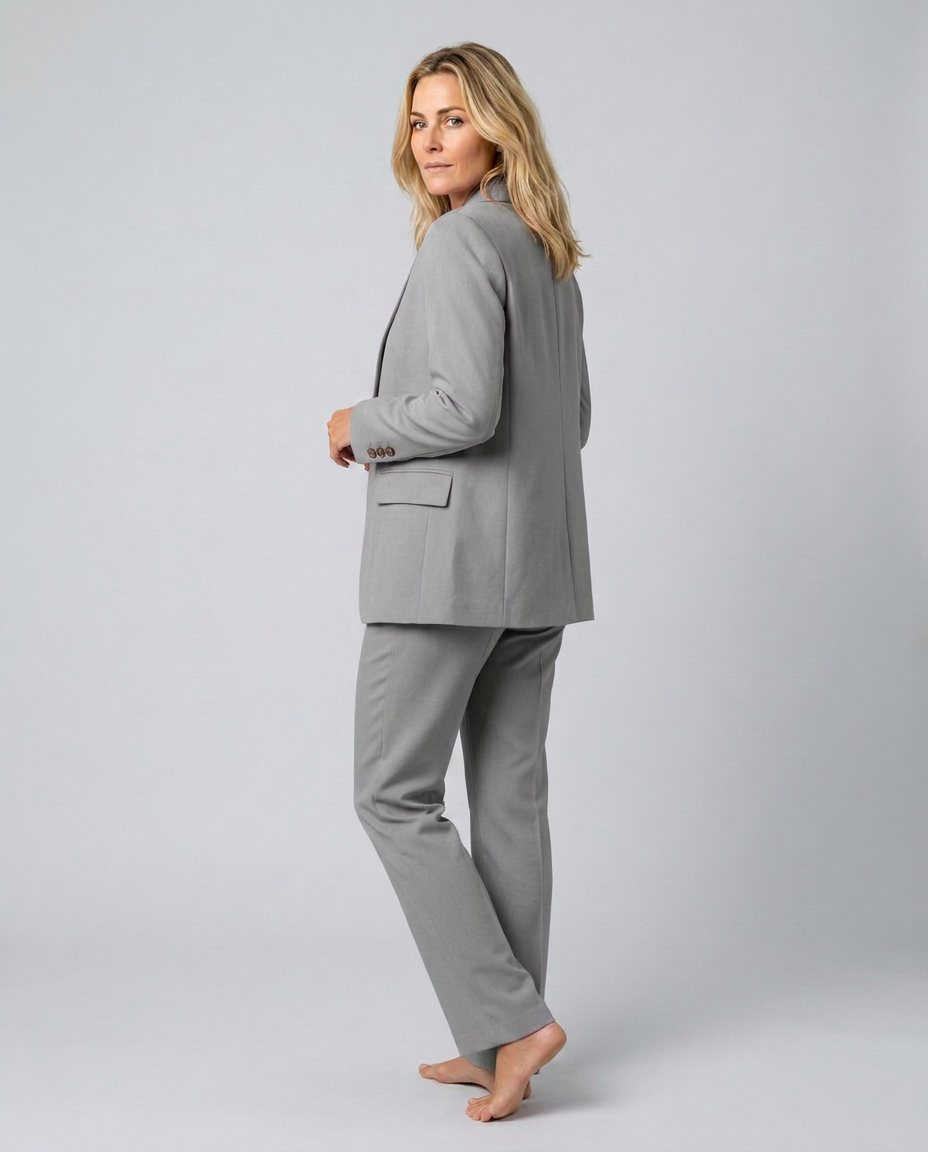 Grey blazer and straight leg trouser set - Lana Fiorelli