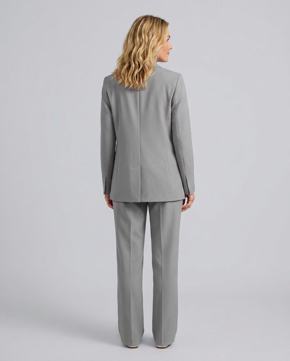 Grey blazer and straight leg trouser set - Lana Fiorelli