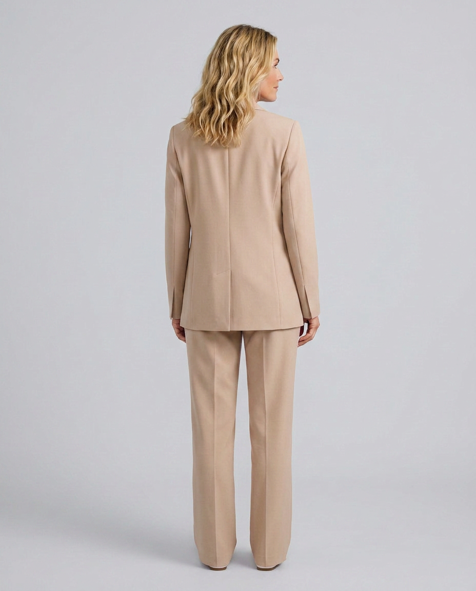 Khaki blazer and straight leg trouser set - Lana Fiorelli