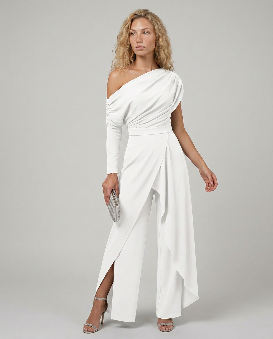White one shoulder jumpsuit - Lana Fiorelli