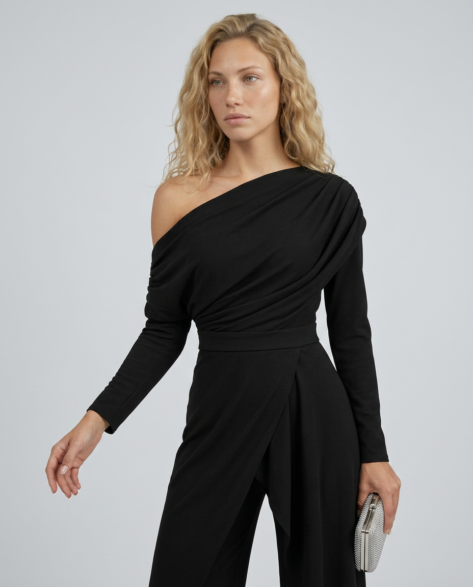 Black one shoulder jumpsuit - Lana Fiorelli