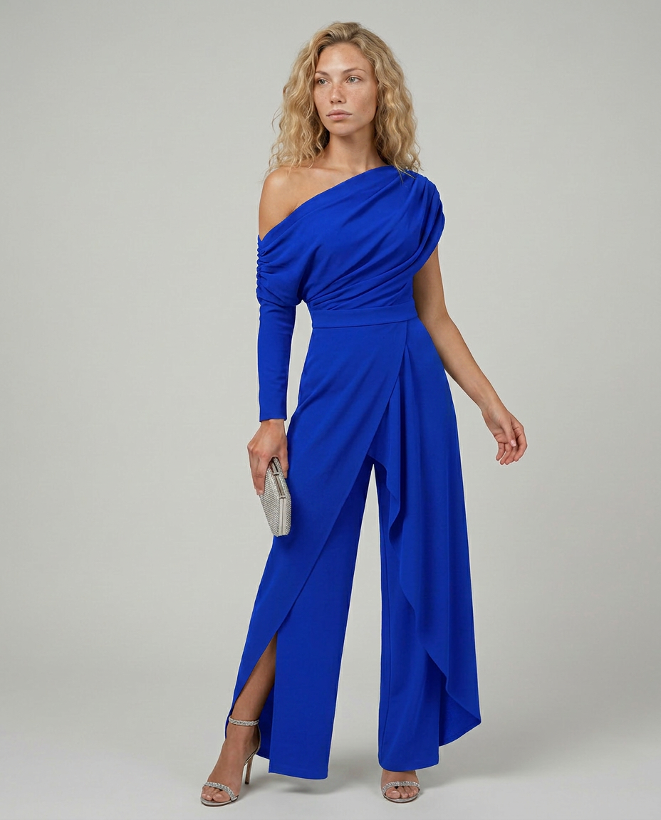 Blue one shoulder jumpsuit - Lana Fiorelli