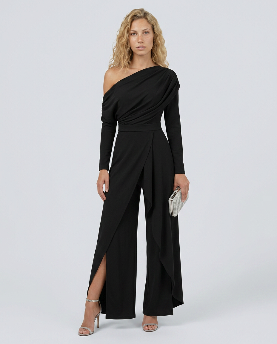 Black one shoulder jumpsuit - Lana Fiorelli