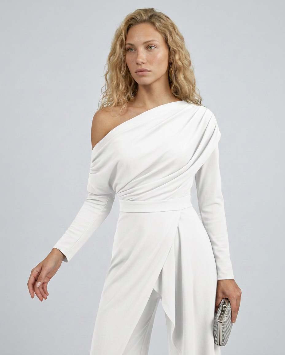 White one shoulder jumpsuit - Lana Fiorelli