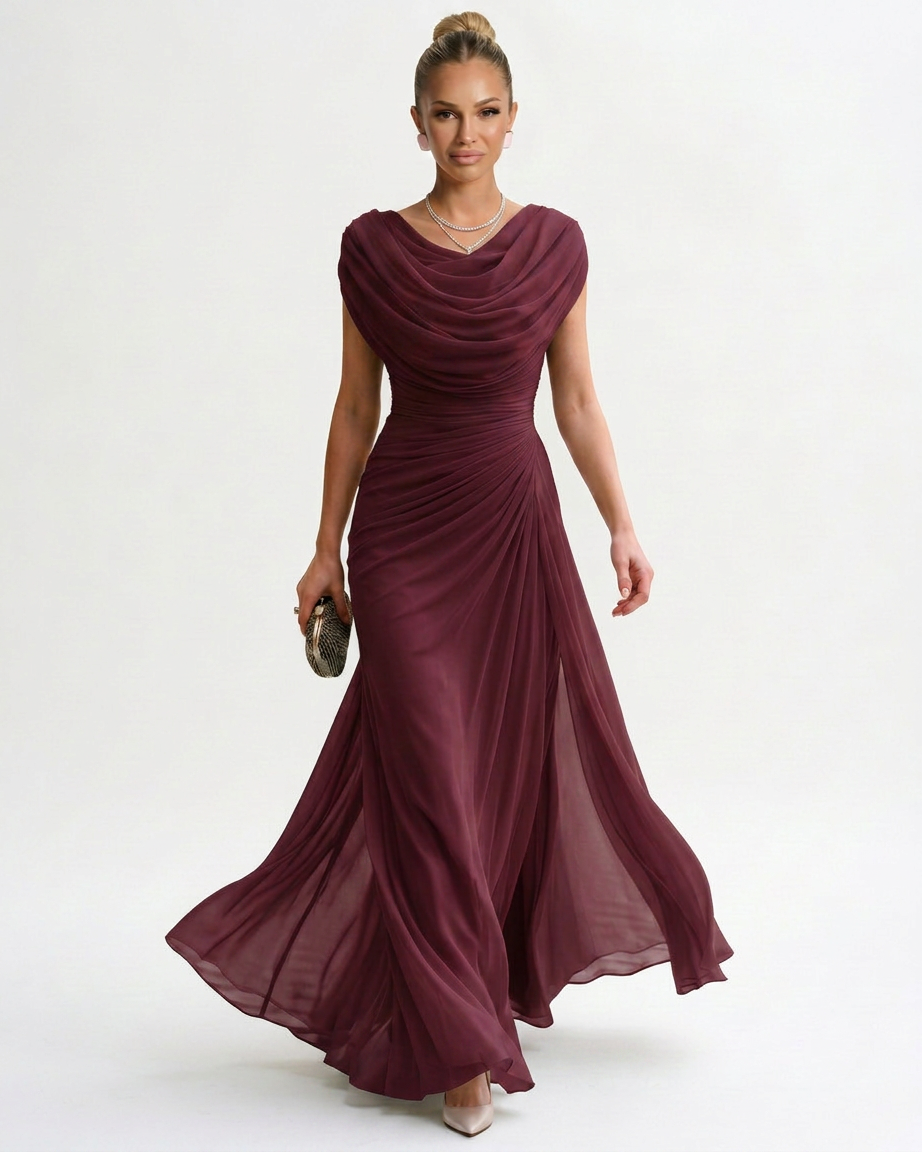 Burgundy Maxi Dress - Lana Fiorelli