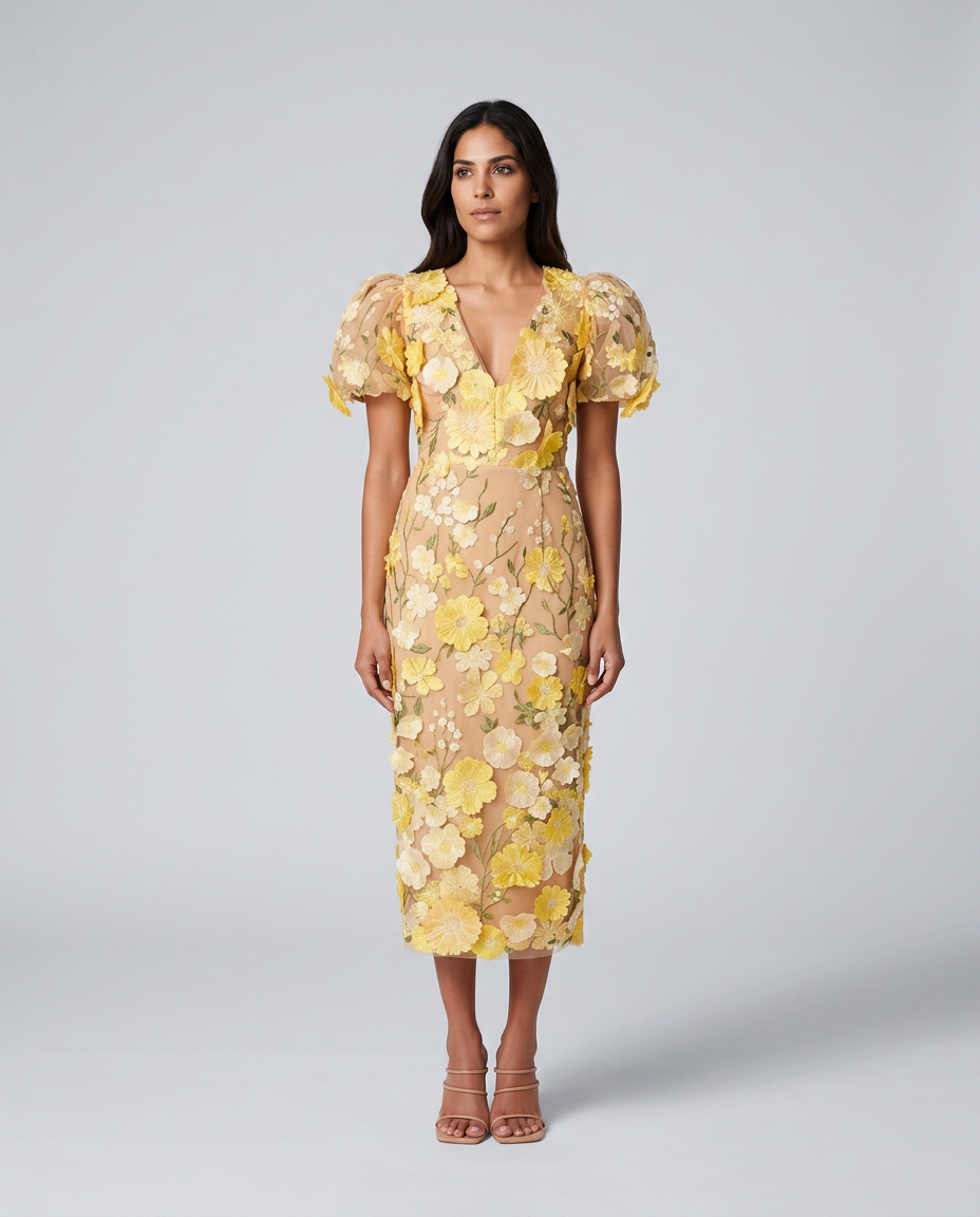 Yellow Midi Dress - Lana Fiorelli
