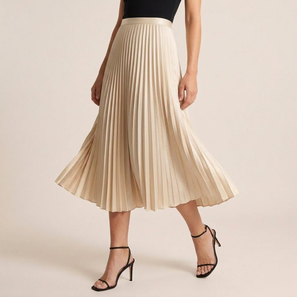 Beige pull-on pleated skirt - Lana Fiorelli