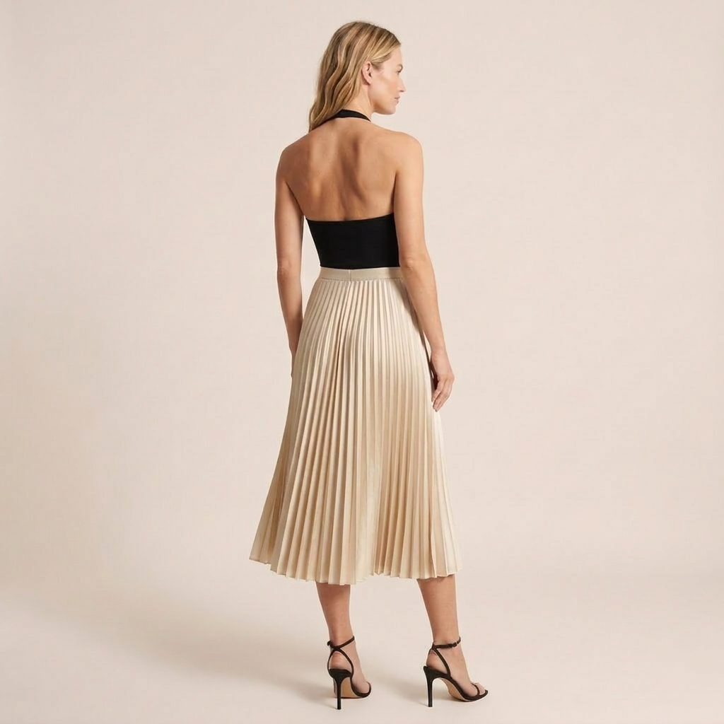 Beige pull-on pleated skirt - Lana Fiorelli